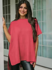 Targeted Development Women'S Solid Color Slit Loose Pullover Sweater — view 2