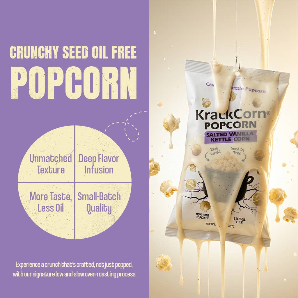 KrackCorn Salted Vanilla Kettle Corn Popcorn 567g