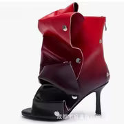 Women'S Faux Knee-High Stiletto Party Boots With, Detachable Fold-Over Cuff, Stud Details, And Back Zipper — view 3