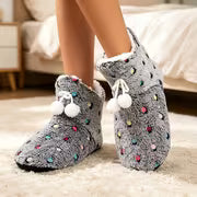 Women'S Indoor Slippers - V-Neck Colorful Polka Dot Plush Short Boots - Autumn/Winter Fleece Warm Boots — view 4