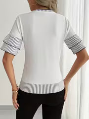 Women's Casual Crew Neck Color Block T-Shirt - Jersey Blend, Polyester 30%, Viscose 70%, Short Sleeve, Regular — view 6