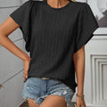 Women's Round Neck Double Layer Ruffle Short Sleeve T-Shirt