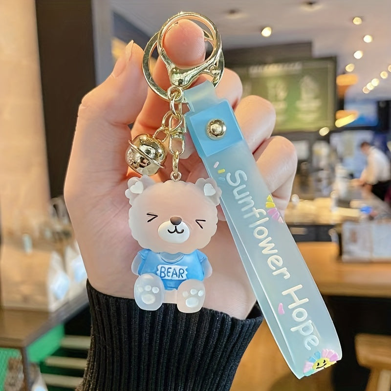 4 Adorable Glass Bear Keychains for Bags And
