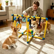 Puppy Play Gym With 8 Hanging Toys For Small Dogs, Indoor Jungle Activity Center With PVC Frame & Bungee Straps — view 10