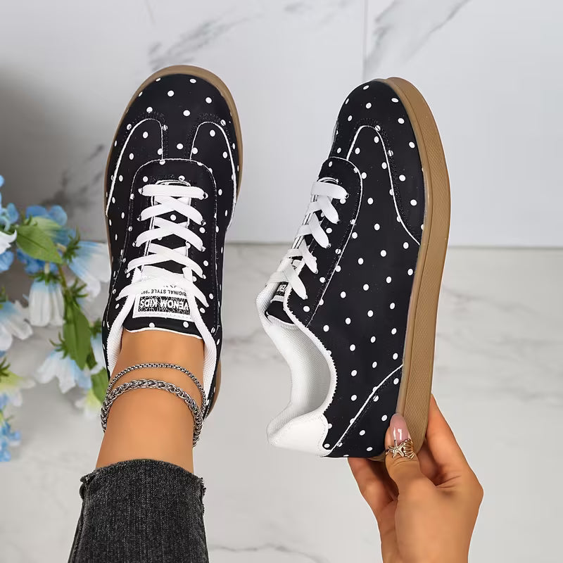 Women'S Fashion Polka Dot Print Casual Sneakers, Lace-Up Design Breathable Non-Stuffy All-Season Wear, Exquisite — view 11