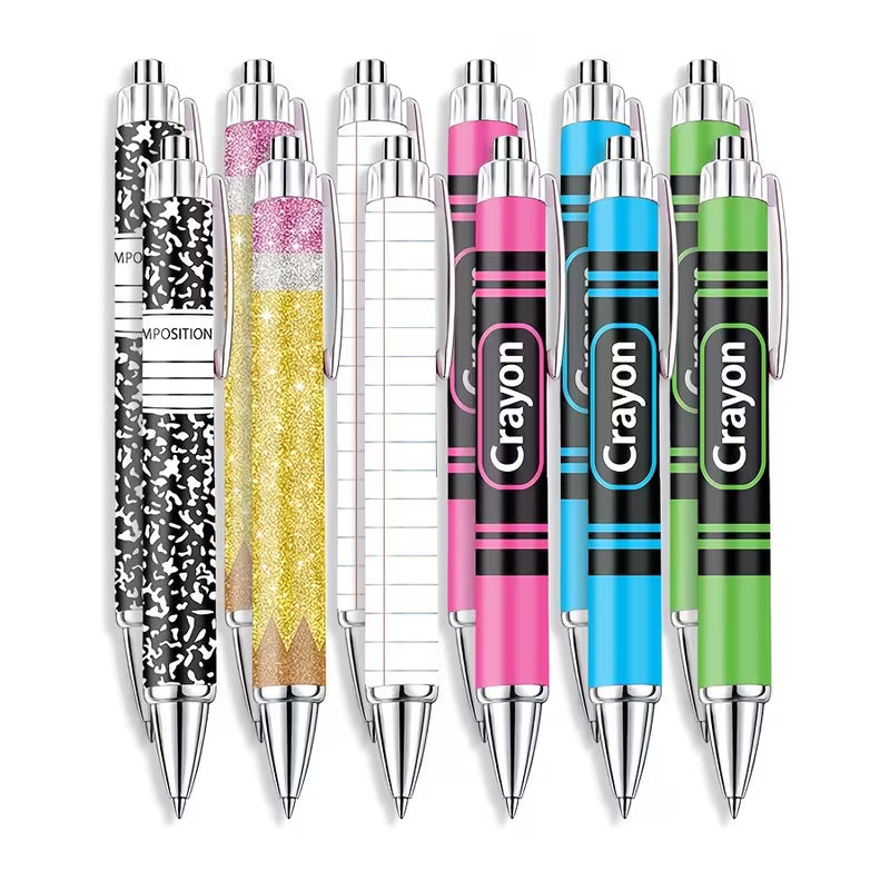 12pcs Teacher Gift Ballpoint Pens, Ballpoint Pen Gift Set, Notebook Design Style, Classroom Reward Or Holiday — view 6