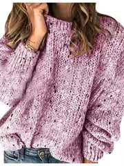 2026 Fall Winter New Women Chunky Sweater, Hollow Out Speckled Oversized Long Sleeve Pullover, Lazy French Style — view 7