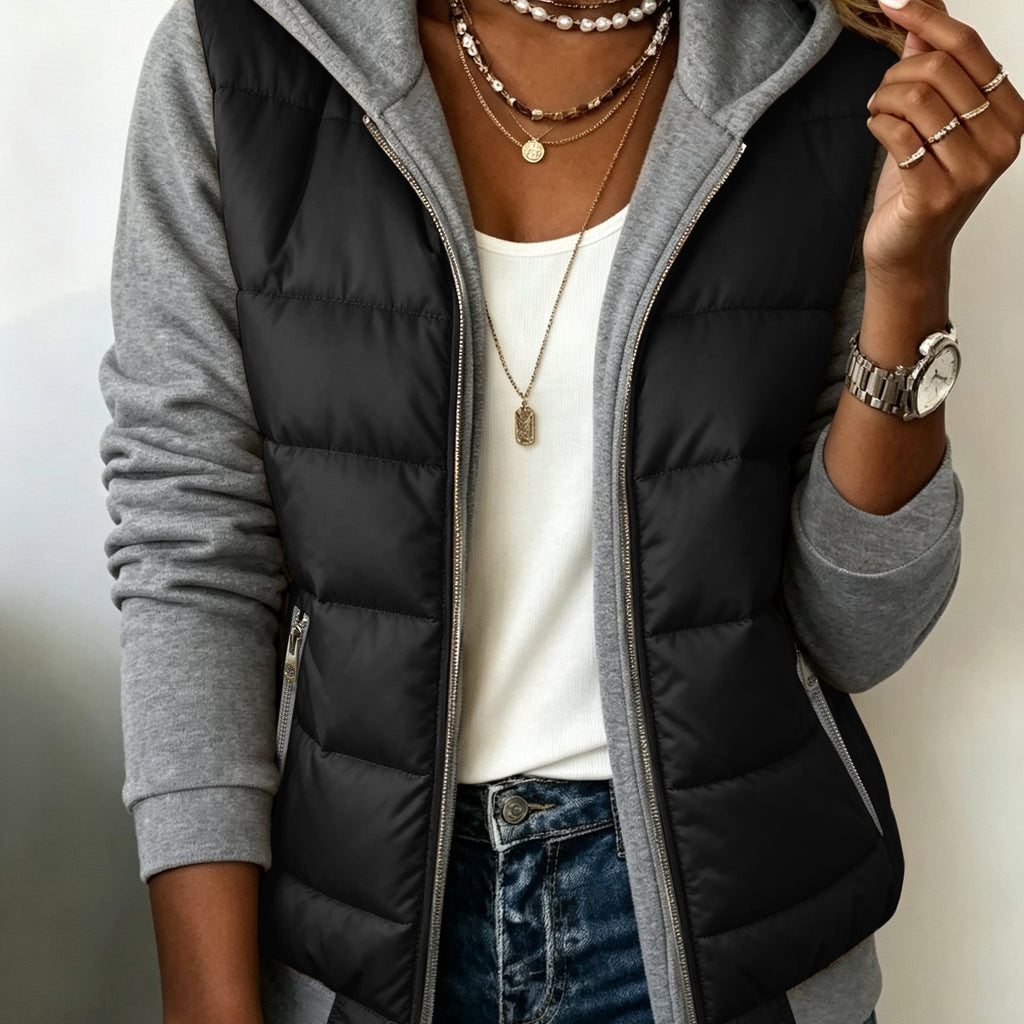 Women's Fashion Patchwork Color-Block Quilted Jacket