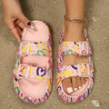 Women'S Vibrant Heart & Graffiti Print Fashion Sandals