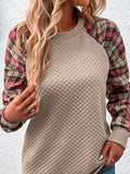 Plaid Patchwork Casual Sweatshirt, S-XXL | CWOSWL08411