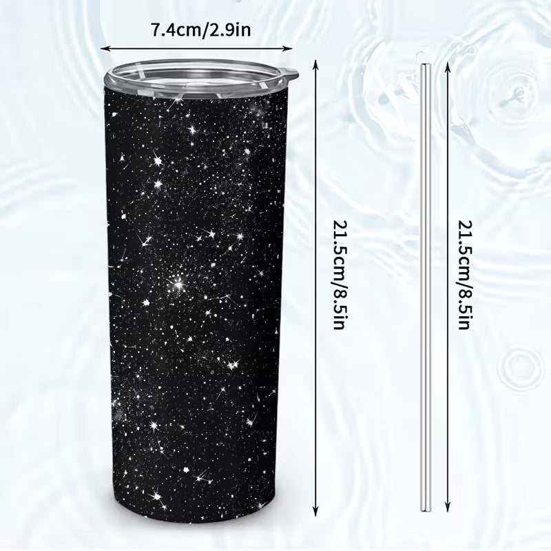 1pc 20Oz Starry Night Sky Pattern Stainless Steel Insulated Travel Mug with Lid, Leakproof And BPA Free, Keeps — view 9