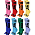 8 Pairs of Colored Striped Long Socks, Fashionable Style Novel Creative -Friendly Soft Tight Socks, Suitable for — view 1