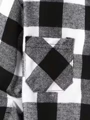 2-piece Boys' Plaid Front-Button Hoodie + Sweatpants Set, Autumn/Winter Wear, Perfect for Outdoor — view 4