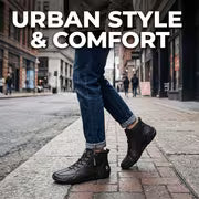 GREKS Side Zipper Lace Up Mid Top Casual Boots for Men Comfortable Anti-Slip Walking Footwear — view 5