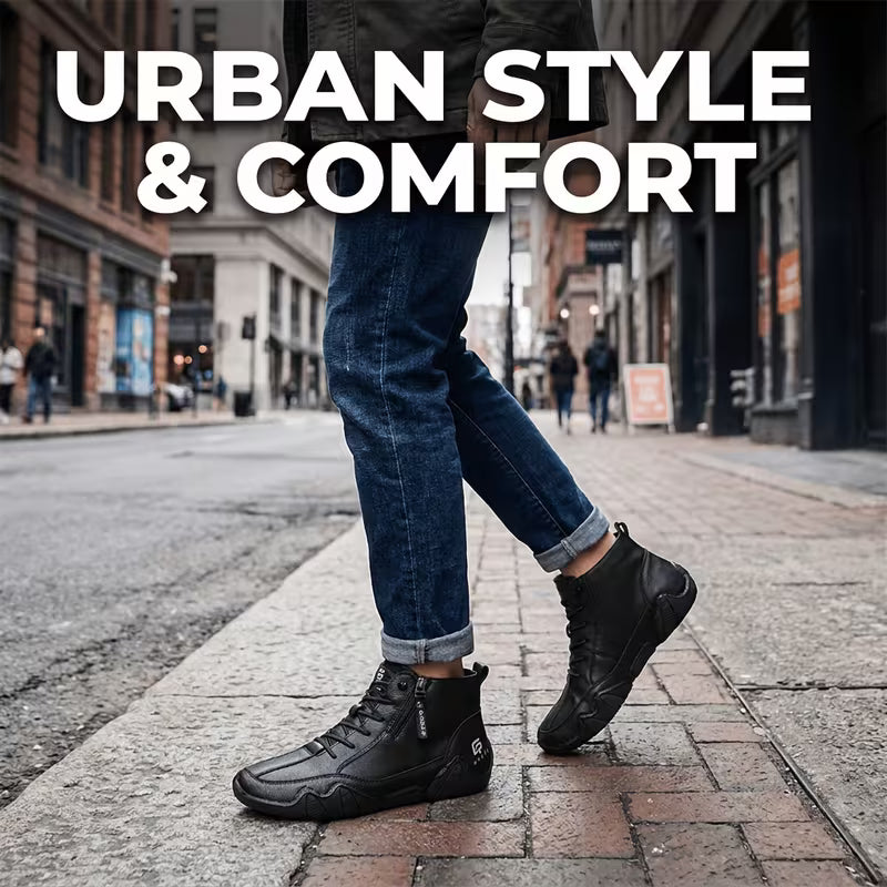 GREKS Side Zipper Lace Up Mid Top Casual Boots for Men Comfortable Anti-Slip Walking Footwear — view 20