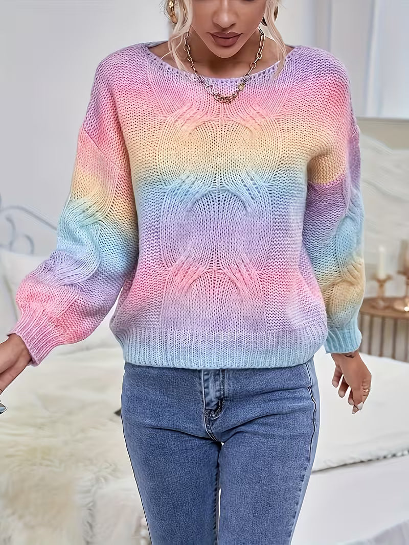 Autumn-Winter New Arrival: Trendy Loose-Fit Gradient Long-Sleeve Pullover for Women - Versatile, Elegant Retro — view 7