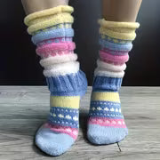 [Retro Striped Socks] Women's Retro Striped Thick Warm Socks - Mid-Calf Winter Thermal Floor Socks with — view 3