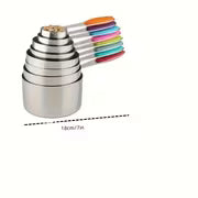 Fastest delivery: 5 BUSINESS DAYSBlack and Colorful 8pcs Stainless Steel Measuring Cup Set, Includes 8 Stackable — view 4