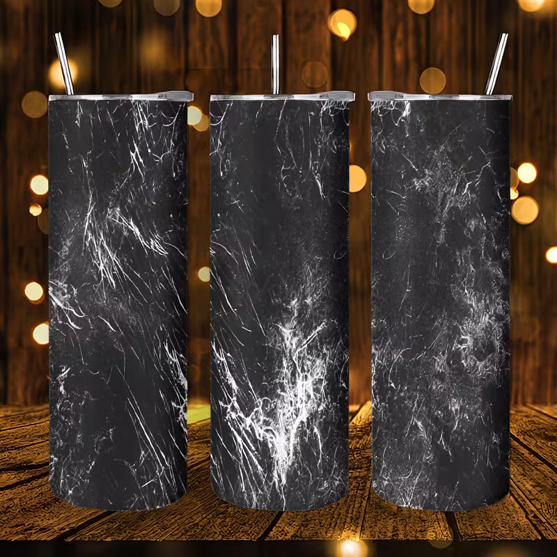 1pc 20oz Abstract White Scratch Texture Pattern Stainless Steel Insulated Tumblers Coffee Office Travel Mug with — view 7