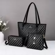 Women's printed handbag set, large capacity tote bag + crossbody bag + small bag, with letter decoration design — view 3