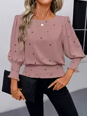 Women's Light Pink Shirt, Formal and Casual Blouse, Three-Quarter Sleeve, Suitable for Office, Party, and — view 3