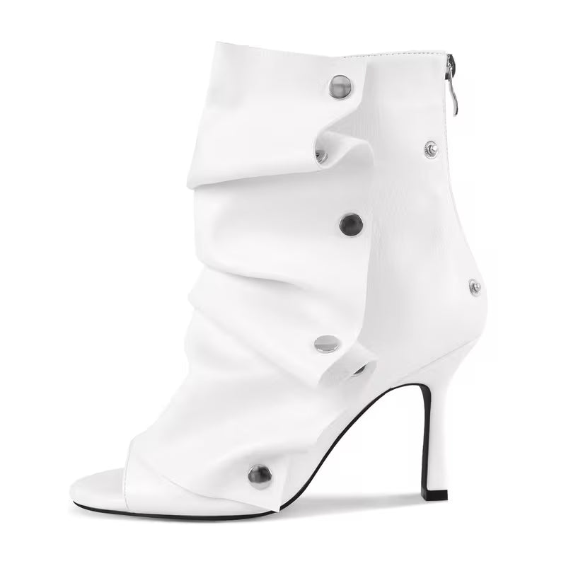 Women'S Faux Knee-High Stiletto Party Boots With, Detachable Fold-Over Cuff, Stud Details, And Back Zipper — view 36
