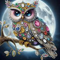 5D Owl Diamond Painting Kit, Special Shape Crystal Rhinestone Mosaic Craft, Handmade Art Gift, Holiday Party Decor, Frameless Canvas Wall Art for Bedroom, Office, Living Room (11.81X11.81 Inch)