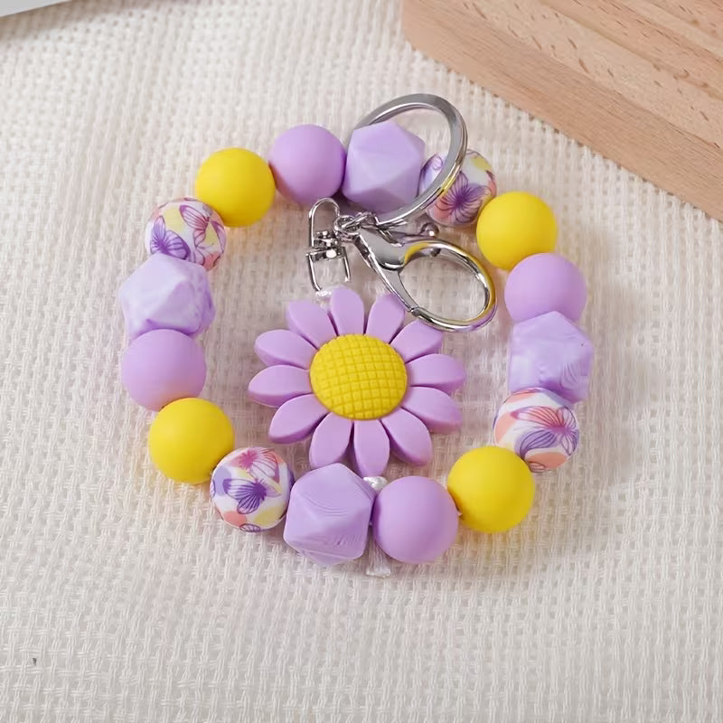 Charming Sunflower Beaded Keychain with Small Floral Pattern, Sunflower Pendant for Bags and Backpacks, Perfect — view 9