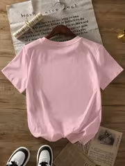 Solid Color Women's Short Sleeve T-Shirt, Summer and Autumn Casual Short Sleeve Crew Neck Standard Size Top — view 2