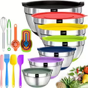 Set Of 8/15 Sealed Mixing Bowls, Made Of Rust-resistant Stainless Steel. Multiple Sizes Meet Daily Needs And — view 1