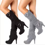 Autumn and Winter High-heeled Boots with Belt Buckle and Thin Heel, Summer Thin Women's Boots — view 1