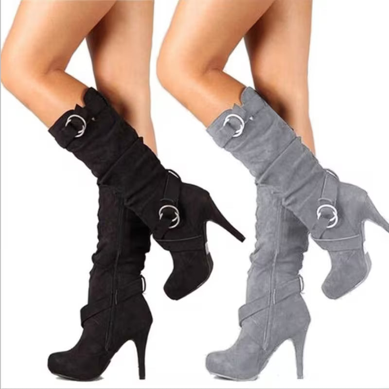 Autumn and Winter High-heeled Boots with Belt Buckle and Thin Heel, Summer Thin Women's Boots — view 7