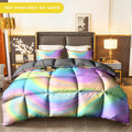 3pcs (1 comforter + 2 pillowcases) Rainbow-Patterned All-Season Soft Warm Bedding Set, Hypoallergenic, Wrinkle & Fade Resistant, Queen/King/Full Size, Easy-Care Fabric for Bedroom Guest Room Home Dorm