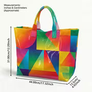The Prism Room | Rainbow Geometric Print Tote, Large-Capacity Commuter & Shoulder Bag