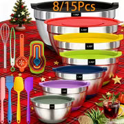 Set Of 8/15 Sealed Mixing Bowls, Made Of Rust-resistant Stainless Steel. Multiple Sizes Meet Daily Needs And — view 3