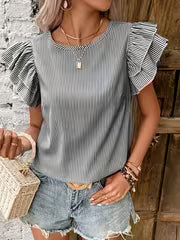 Women'S Ruffled Round Neck Blouse — view 2