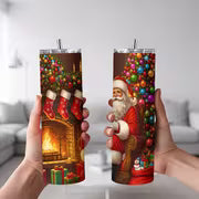 1pc 20oz Santa Claus Reading List By Fireplace Christmas Tree Stainless Steel Insulated Tumblers Coffee Office — view 2