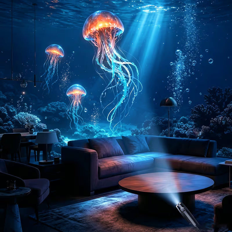 4 Light Strips+projection Light, Portable USB Marine Creature Projection Night Light - Replaceable Ocean Pattern — view 11
