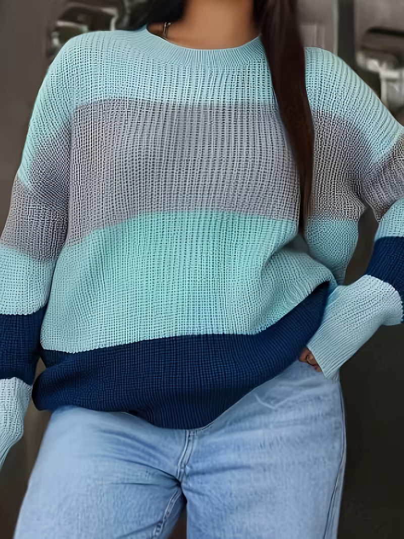 Plus Size - Round Neck Pullover Long Sleeve Shirt — view 5