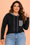 The Picnic Verdict | Gingham Long-Sleeve Hooded Blouse, Plus Size — view 1 of 3