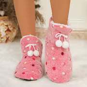 Women'S Indoor Slippers - V-Neck Colorful Polka Dot Plush Short Boots - Autumn/Winter Fleece Warm Boots — view 6