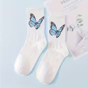 6 Pairs of Women'S Butterfly Print Mid-Calf Socks in a Variety of Colors. Made from Soft, Stretchy Fabric, They — view 10