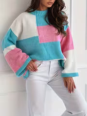 New Fashion Elegant Women's Color Block Patchwork Four-Season Commuter Pullover Sweater — view 3