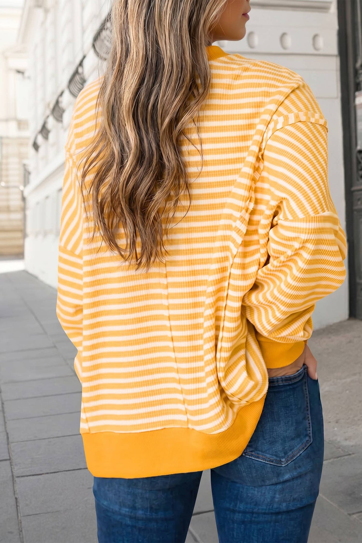 Aapparella Women's Halloween Bow Ghost Striped Split Crewneck Top
