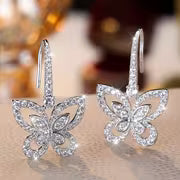 Super Sparkly Dynamic Butterfly Earrings, Vintage-Style Fashionable Stud Earrings, Ear Hook Jewelry — view 3