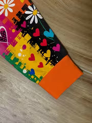 Women's Autumn/Winter Casual Daily Vibe Round Neck Sweatshirt with Colorful Doodle Heart, Daisy, and Checkered — view 4