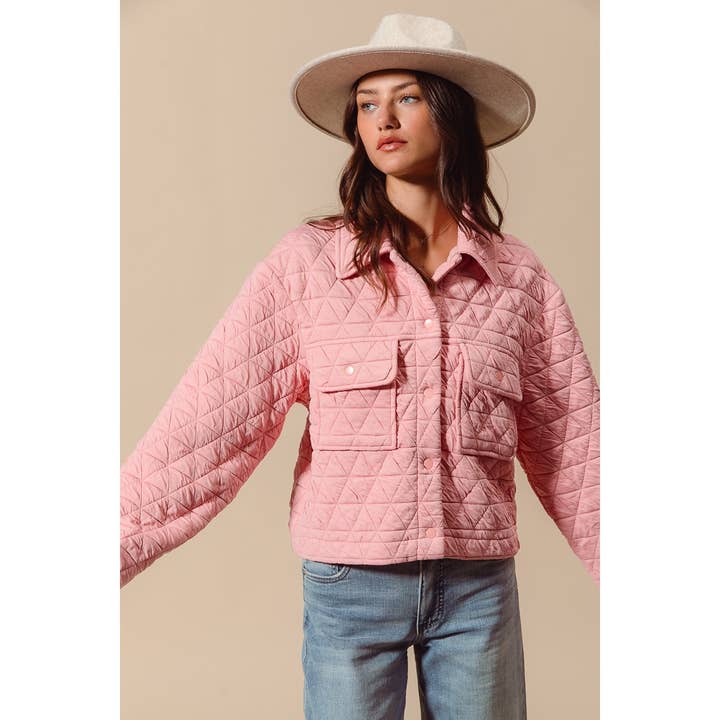 Triangle Quilting Stitch Button Up Knit Jacket