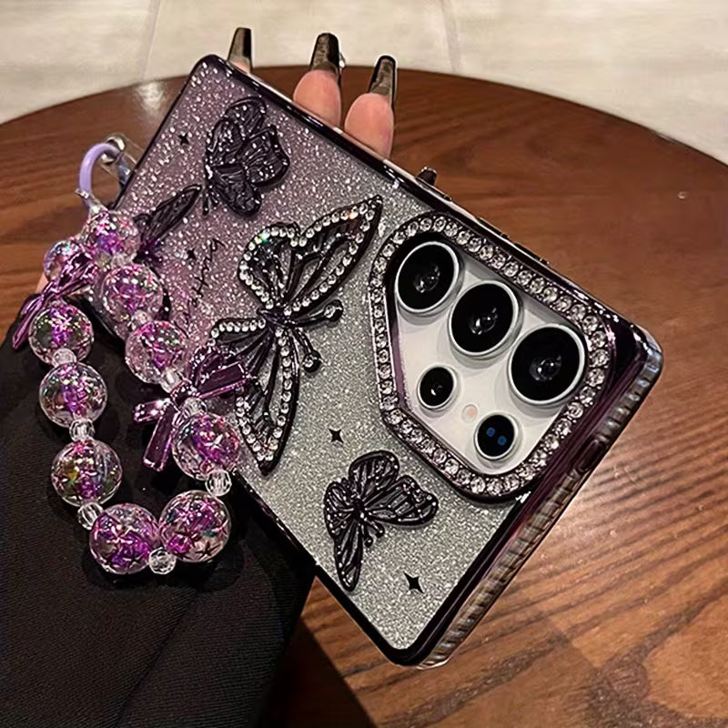 Phone Case - High-End Fashion Rhinestone Butterfly Bead Body Chain for Galaxy S25 Ultra/S26 Ultra Phone Case New — view 10