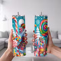 1pc 20oz Colorful Snowman Candy Cane Lollipop Winter Wonderland Pattern Stainless Steel Insulated Tumblers — view 2