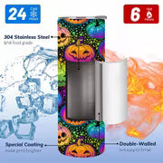 1pc 20Oz Colorful Halloween Pumpkin Pattern Stainless Steel Insulated Tumbler Coffee Office Travel Mug with Lid — view 4